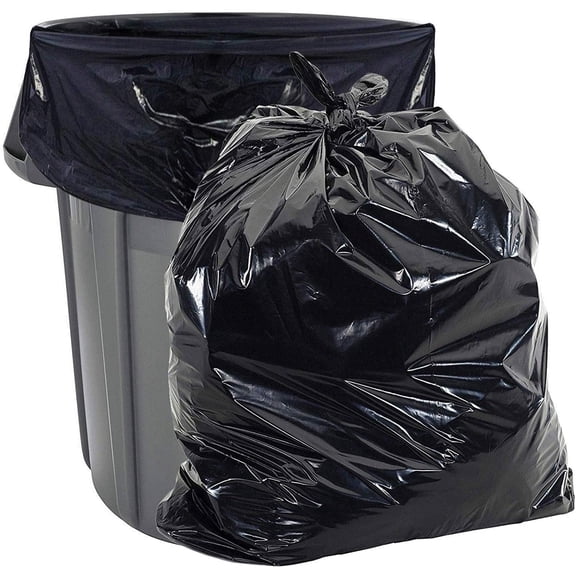 Aluf Plastics 33 Gallon 1.7 MIL Black Heavy Duty Garbage Trash Bags - 33" x 39" - Pack of 100 - For Contractor, Industrial, Institutional, & Commercial