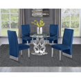 thumbnail image 2 of Silver Stainless Steel 5 Piece Dining Set with Round Clear Glass Table, 2 of 4