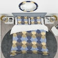 thumbnail image 2 of Designart 'Retro Luxury Waves In Gold And Blue II' Mid-Century Modern Duvet Cover Set, 2 of 4