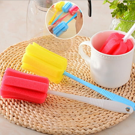 

TANGNADE 3PC Kitchen Cleaning Tool Sponge Brush For Wineglass Bottle Coffe Tea Glass Cup