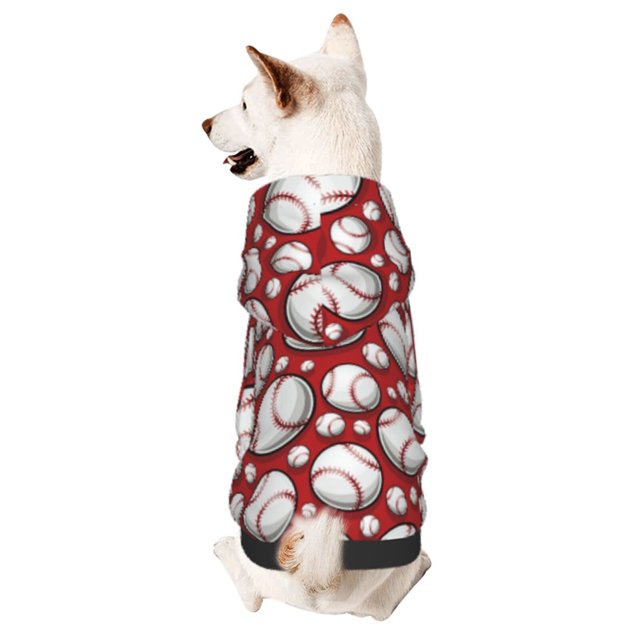 Fotbe Cute Baseball Sudadera con Estampado para Perros Pequeños – Suéter con Capucha para Mascotas, Tela Suave de Forro Polar con Bolsillo-X-Small