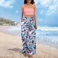 thumbnail image 6 of WTOBBY Women's Summer Boho Floral Print Wide Leg Palazzo Pants Featuring High Waist Elastic Drawstring and Pockets for Comfortable Lightweight Style ,Purple 2XL, 6 of 7