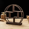 thumbnail image 2 of TJ Global 7 Compartment Traditional Chinese Rosewood Round Wooden Display Shelf/Organizer for Tea Pots, Crafts, Figurines, Memorabilia, and Miniatures - 11.5" x 11.5", 2 of 5