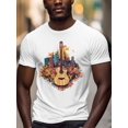 thumbnail image 3 of Flower Guitar City Men's T Shirts T-Shirt for Men Crew Neck Tees Cotton Tops, White, M, 3 of 7