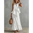 thumbnail image 5 of Favoffer Women's Linen Two Piece Beach Set Sleeveless Ruffle Tank Top Long Maxi Skirt Boho Casual Outfit Lightweight Summer Dress Set for Holiday, 5 of 6