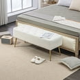 thumbnail image 2 of HOMCOM Tufted End of Bed Bench, Lamb's Wool Upholstered Bedroom Bench, 2 of 10