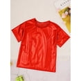 thumbnail image 5 of Rswnyirn Kids Hip Hop Jazz Modern Dance T-Shirt Top Metallic Shiny Performance Shirts Red 5-6, 5 of 7