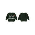 thumbnail image 2 of Qmyliery Baby Girls Knit Sweater Christmas Hat and Letter Embroidery Crew Neck Pullover Long Sleeve Tops, 2 of 9