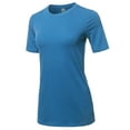 thumbnail image 2 of A2Y Women's Basic Solid Premium Cotton Short Sleeve Crew Neck T Shirt Tee Tops Blue Mist XL, 2 of 6
