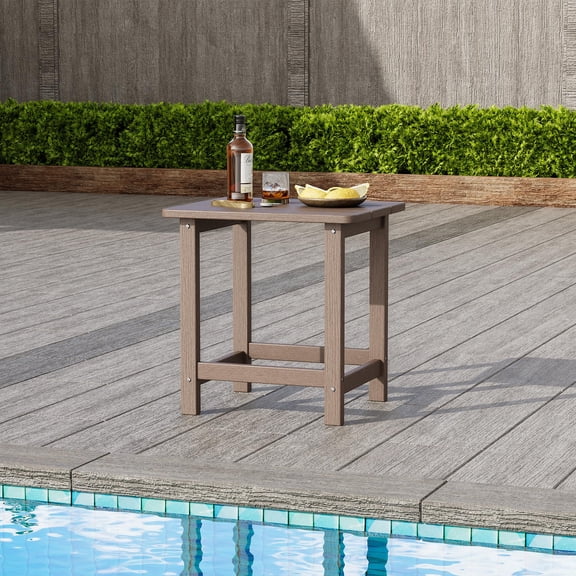 EcoSummer Outdoor HDPE Adirondack-Style Square Side Table – Weather-Resistant Patio End Table for Pool, Beach, Balcony, Garden – Easy Tool-Free Assembly, Durable & Compact 17"