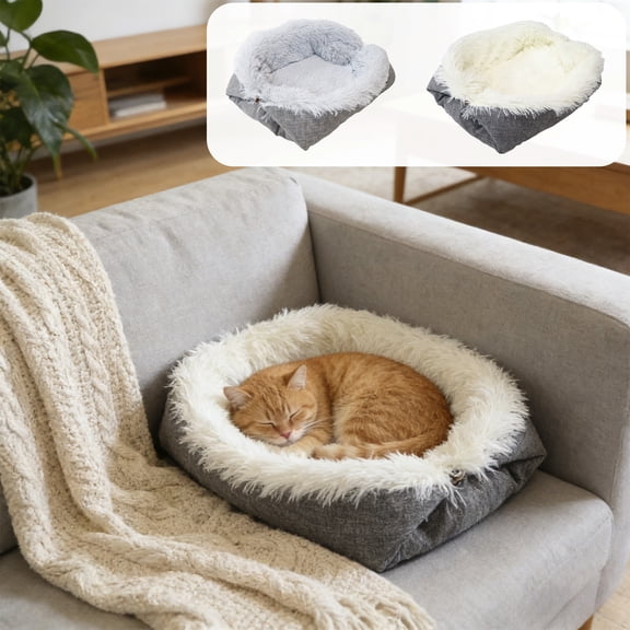 Dual-Purpose Pet Bed & Mat | Non-Slip Warm Cushion Mat • Washable Polyester • Indoor Outdoor Cat & Small Dog Bed • 61x51cm • Multicolor Printed Pattern
