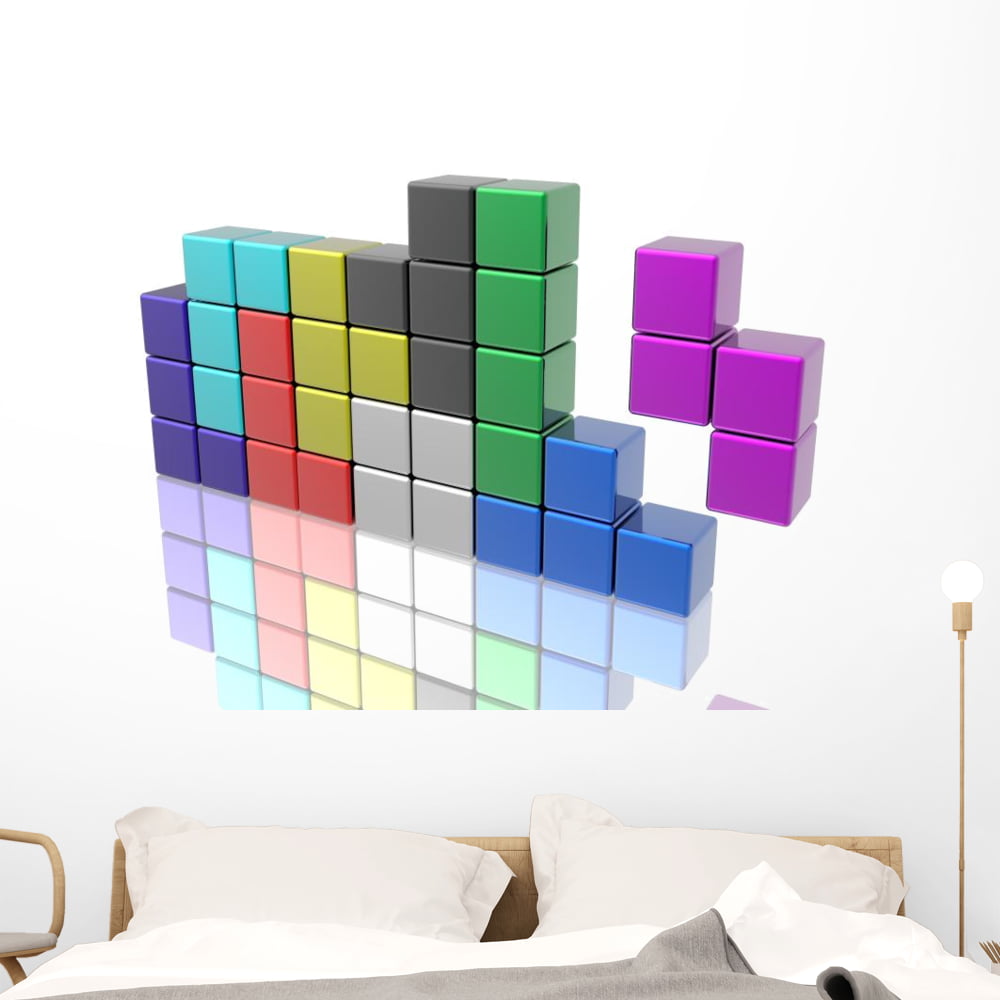 Tetris Game Retro Wall Sticker Home Decor Bedroom Living Room Kitchen Decal