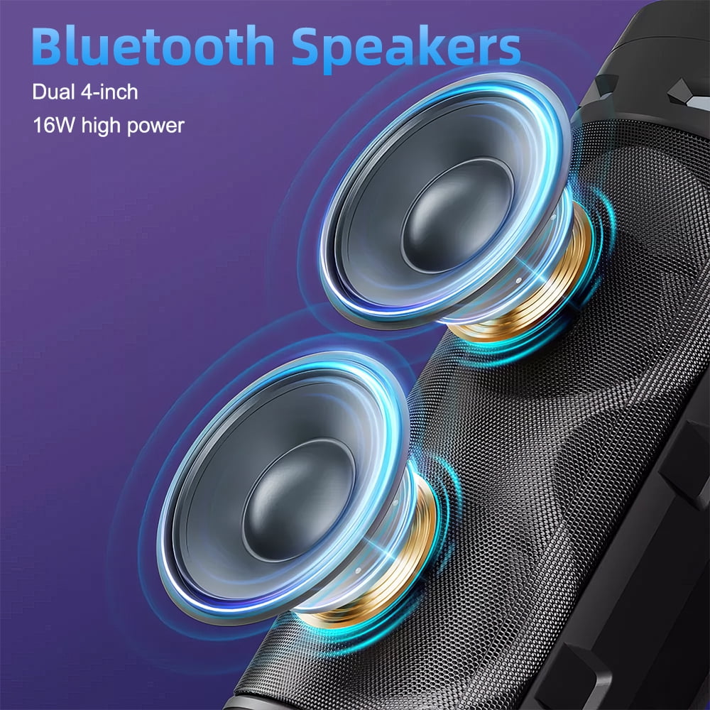 Portable Bluetooth Speaker, RBG Big Powerful Wireless Boombox TWS Pairing Loud Stereo Sound Deep Bass Large Party Speakers with Subwoofer LED Lights for Outdoor Home Camping