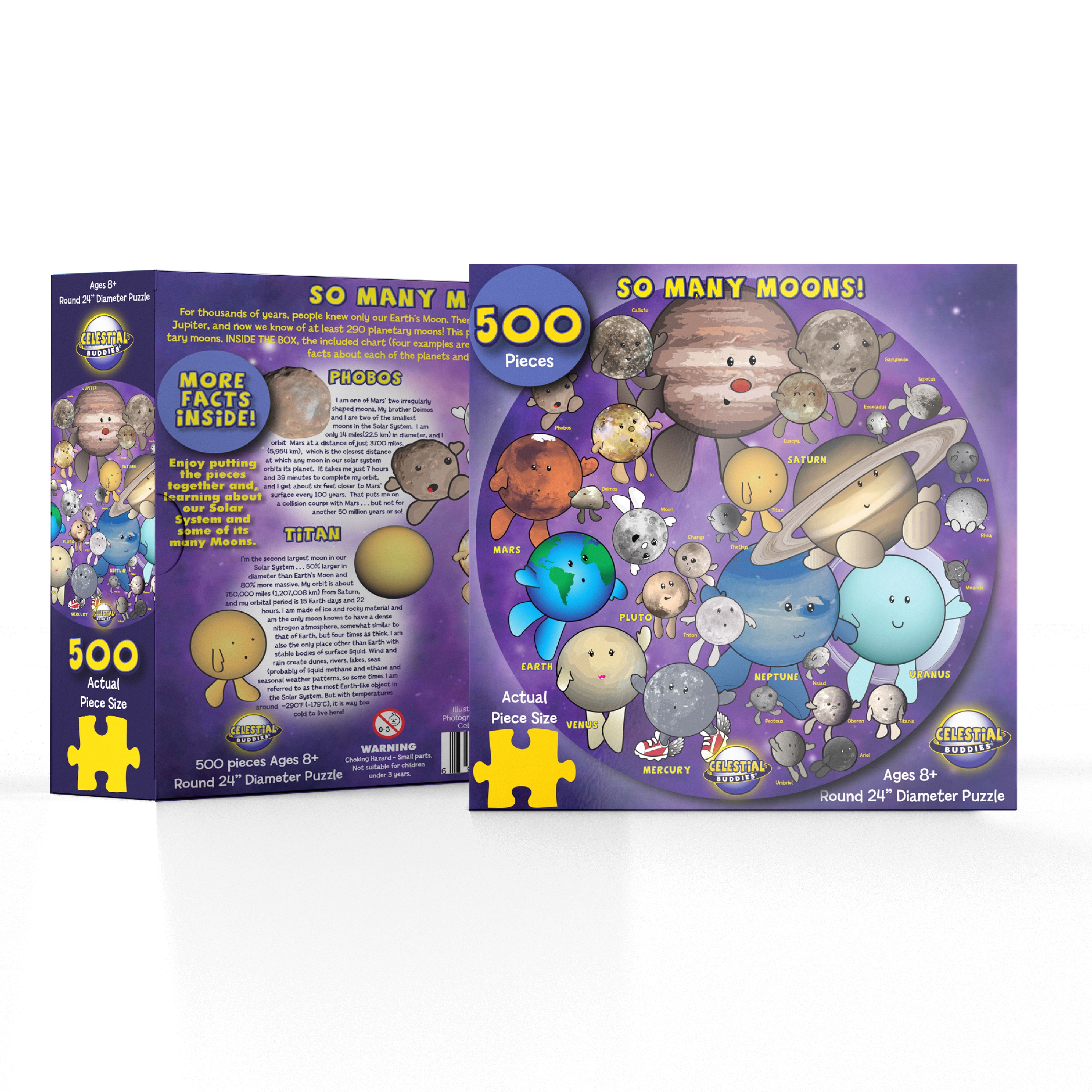 So Many Moons! 500-Piece Jigsaw Puzzle - Explore the Lunar Wonders, Educational & Fun for Ages 8+