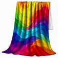 thumbnail image 2 of Vibrant Rainbow Abstract Wavy Stripe, Dramatic Artistic Scene, Warm Flannel Blanket for Living Room and Bedroom, Art Lovers Housewarming Gift, Artistic Home Decor, 2 of 9