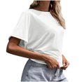 thumbnail image 7 of Timegard Tops for Women Crewneck Short Sleeve Back Split Loose Comfy Tops Tee Casual Solid Color Blouse, 7 of 7
