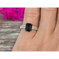 thumbnail image 5 of 2 Carat Surprisingly Black Diamond Moissanite Engagement Ring On 10k White Gold Bridal Set 7x5mm Emerald Cut Thin Pave Stacking Band Art Deco, 5 of 5