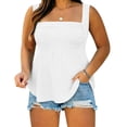 thumbnail image 5 of ctdiral Womens Plus Size Tank Tops Square Neck Sleeveless Tanks Solid Color Loose Fit Tunic Tops Summer Fashion Going Out Tops White XXXL, 5 of 9