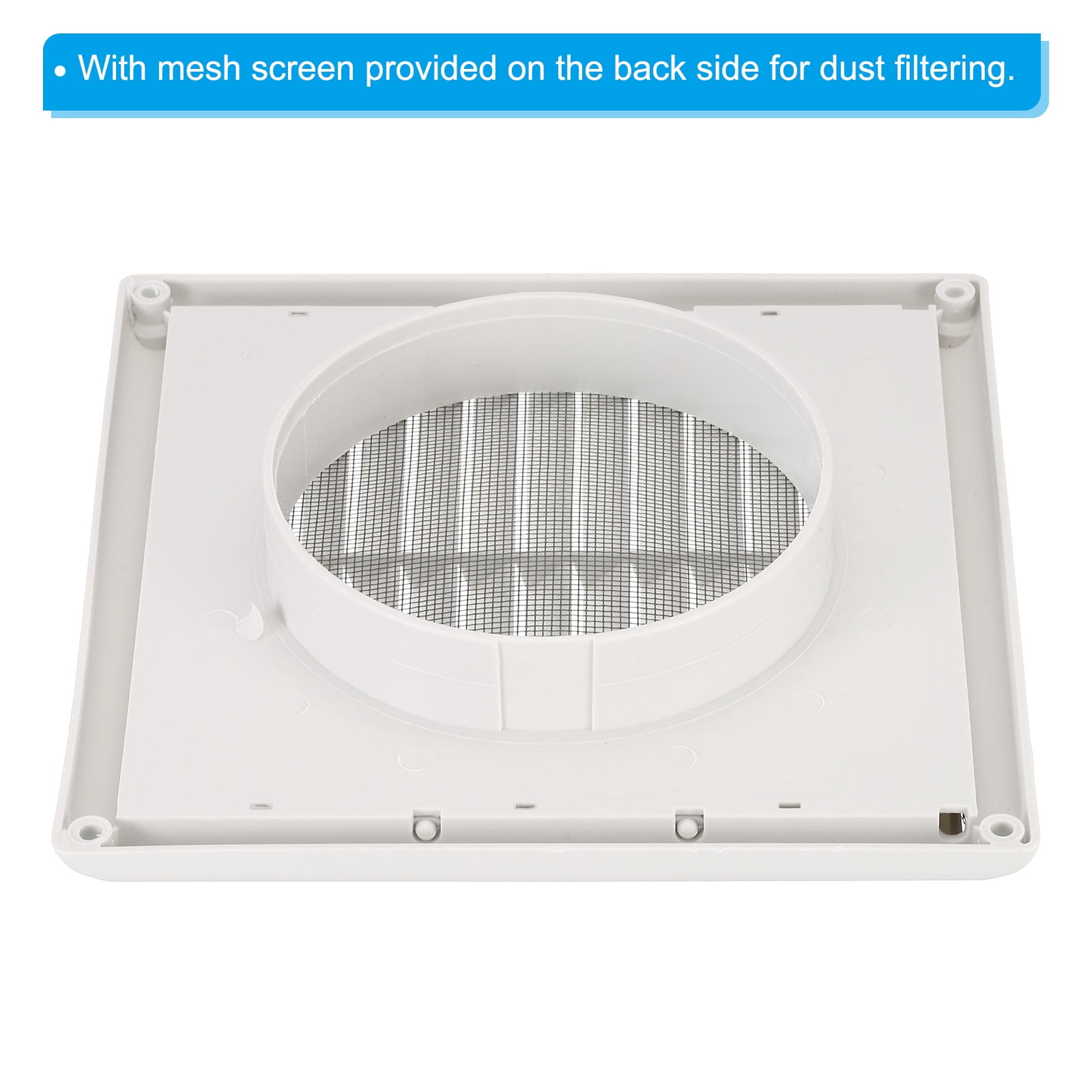 Uxcell Dryer Vent Cover Exterior Wall Exhaust Vent Air Grille Louvered Screen Mesh ABS Plastic for HVAC Kitchen Bathroom 5"