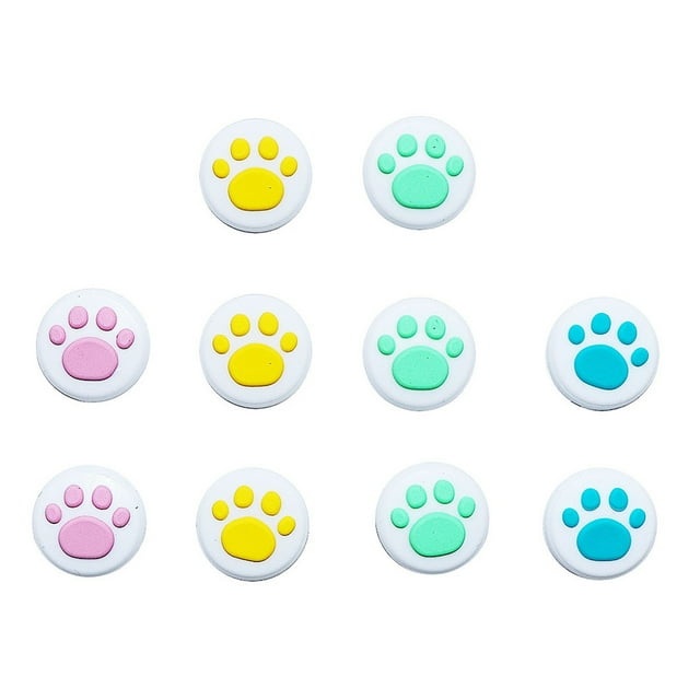 Miangastore 10pcs Silicone Cat Paw Pattern Thumb Grip Caps Creative Joystick Protective Cover