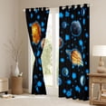 thumbnail image 3 of Feelyou Blue Stars Blackout Curtains Set of 2 (52x84 Each), Space Planet Window Curtains, 3 of 6