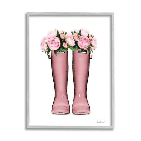 Stupell Industries Pink Peonies Bouquet Fashion Rainboots Chic Glam Florals, 11 x 14, Design by Amanda Greenwood