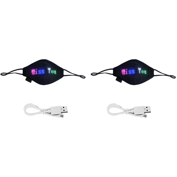 Bluetooth LED Programmable Face Cover Custom Sign USB Rechargeable for ...