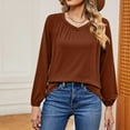 thumbnail image 3 of Amvlyk Long Sleeve Shirts for Women V Neck Soft Pullover tops Workout Basic Tees Casual Comfy Loose Blouses Lightly Fashion Outfits for Walking Everyday Wear Work Vacation, 3 of 4