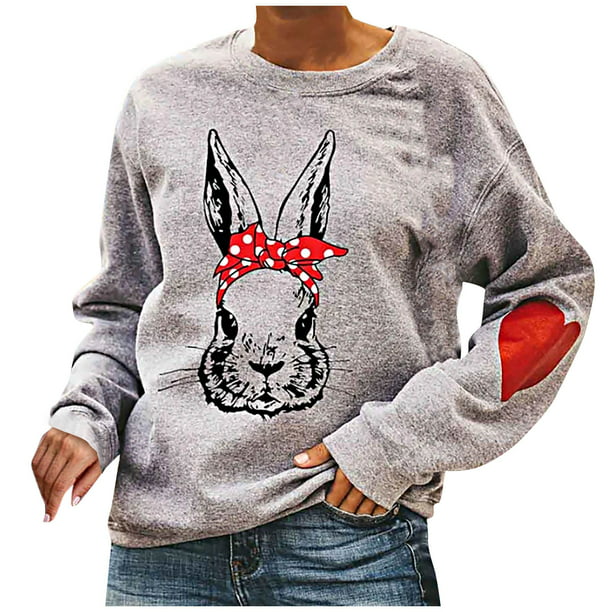 Lanhui - Lanhui Womens Winter Rabbits Print Hoodie Long Sleeves Sweater ...