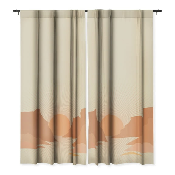 Society6 Iveta Abolina Valley Sunset Coral Single Panel Room Darkening Window Curtain 50" x 96"