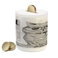 thumbnail image 1 of Modern Piggy Bank, Portrait of Hipster Cat with Extra Wild and Free Typography Humor Illustration, Ceramic Coin Bank Money Box for Cash Saving, 3.6" X 3.2", Pale Grey Dust, by Ambesonne, 1 of 4