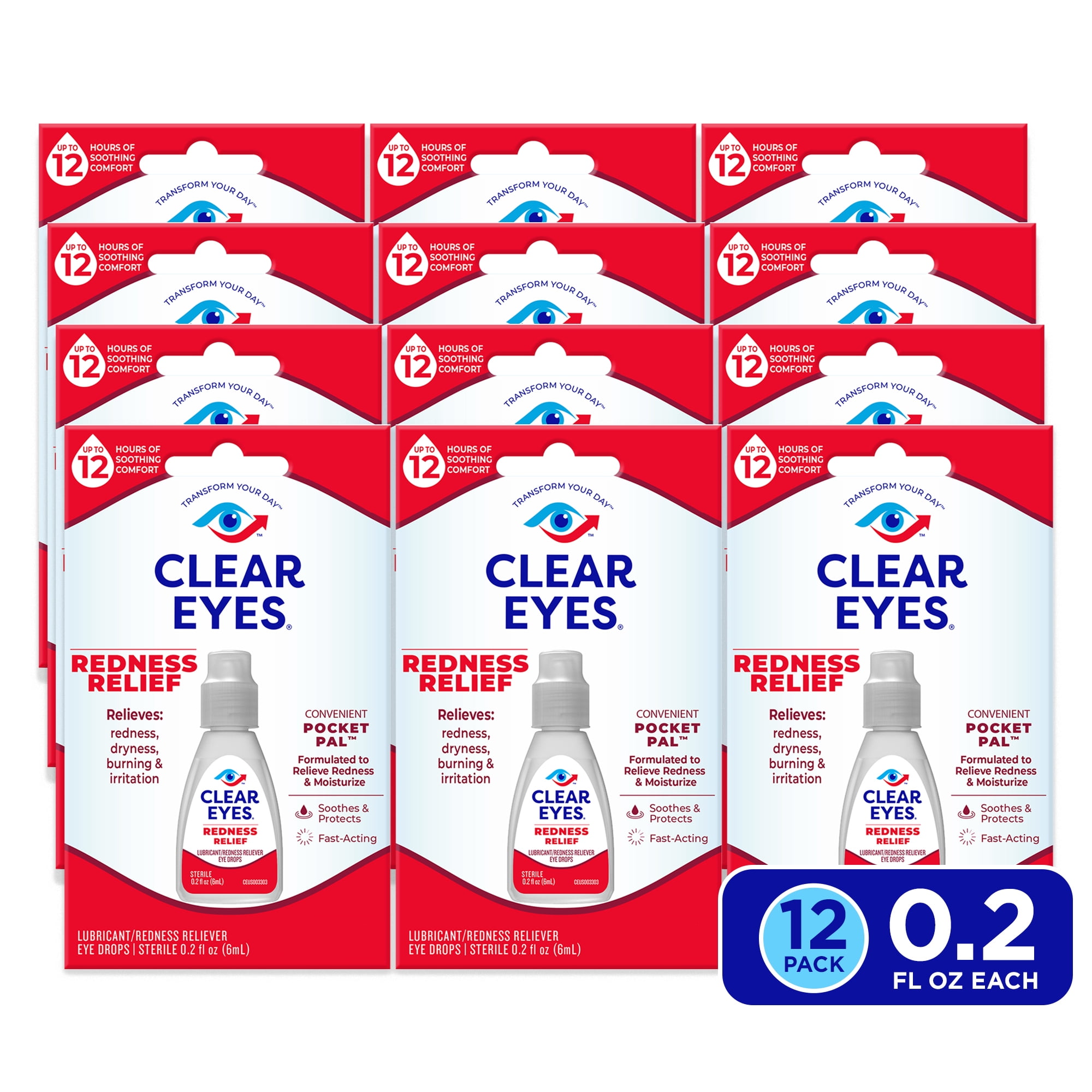 Clear Eyes Eye Drops, Redness Relief, Handy Pocket Pal 0.2 Fl Oz (Pack