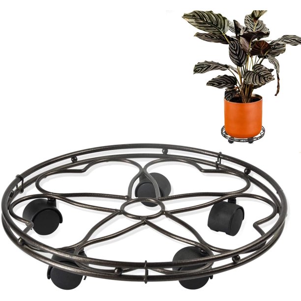 CERBIOR Plant Caddy Heavy Duty Metal Plant Stand with Rolling Wheels