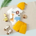 thumbnail image 3 of Mikrdoo Baby Boys Clothes 9 Months Newborn Boys Animals Print Short Sleeve Romper 12 Months Infant Boys Elastic Shorts Hat 3Pcs Summer Set White, 3 of 10