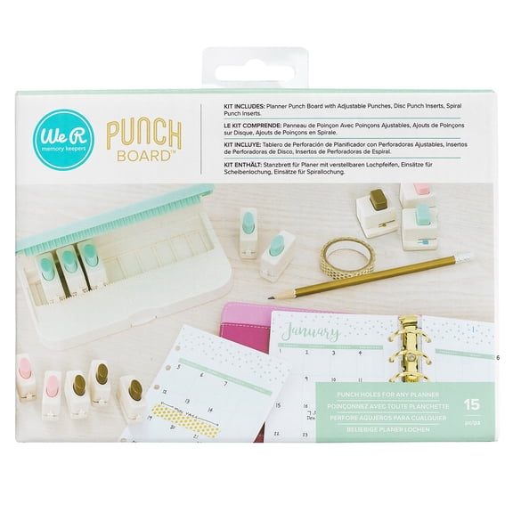 We R Memory Keepers 0633356604426 Board Bundle Punch Board & Punch-Planner (15 Piece), Multicolor
