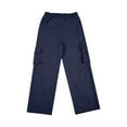 thumbnail image 5 of Cethrio Boys Cargo Pants, Casual Multi-pocket Elastic Waist Relaxed Fit School Pants Navy Size 10-12, 5 of 5