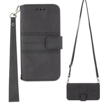 Mantto for Samsung Galaxy S22 Ultra 5G Phone 6.8" Case 2022 Crossbody Handbag Wallet with Shoulder Strap Lanyard Pockets Shockproof Embossed Pattern Stand PU Leather Cover for Galaxy S22 Ultra, Black