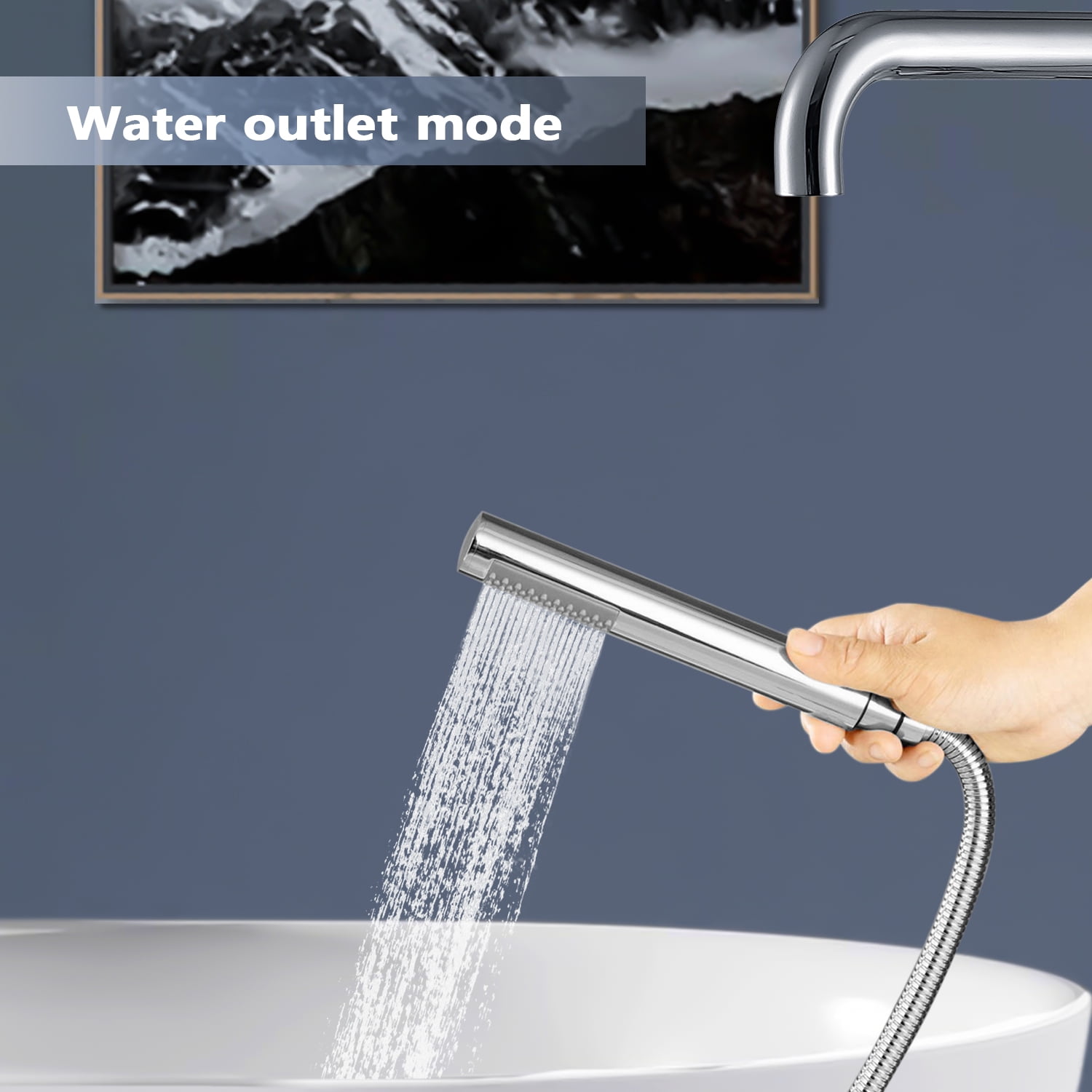 Freestanding Bathtub Faucet, Floor Mount Bathtub Faucet with 2 Water Outlet Modes, Sivwel Gooseneck Spout with Hand Shower,Stainless steel Single Handle Tub Filler Freestanding Bathtub Faucet,