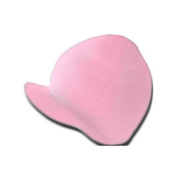 NEW CUFFLESS PINK LIGHT PINK Beanie Visor Skull Cap HAT