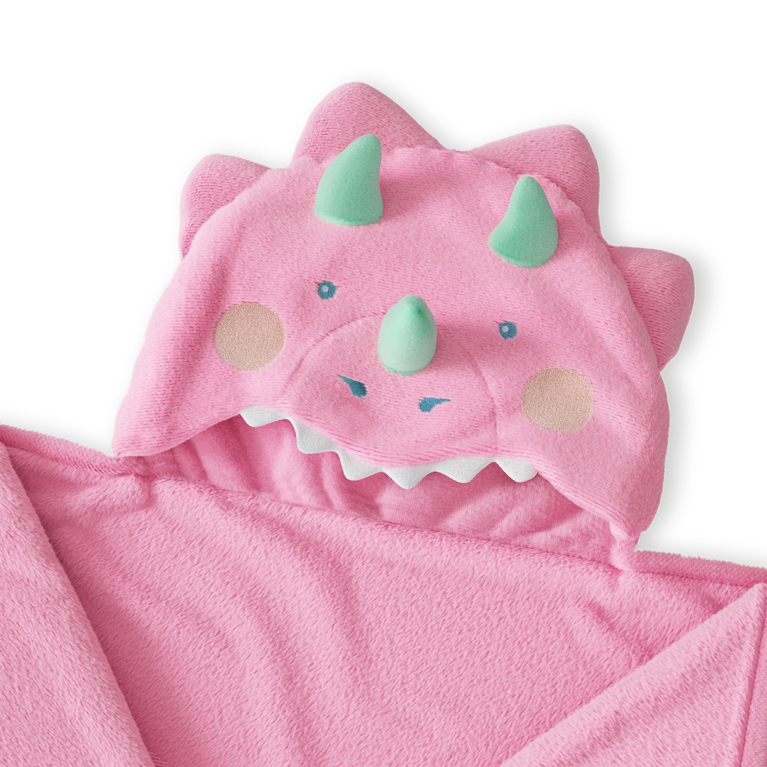 Mainstays Kids Cozy Plush Hooded Throw, Pink Dino, 50 x 40