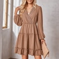 thumbnail image 4 of Vestidos Para Mujer Vestidos Largos Casuales Estampado Floral Escote en V Profundo Manga Larga Volantes Dobladillo Vestido Floral Odeerbi ODB138866, 4 of 9