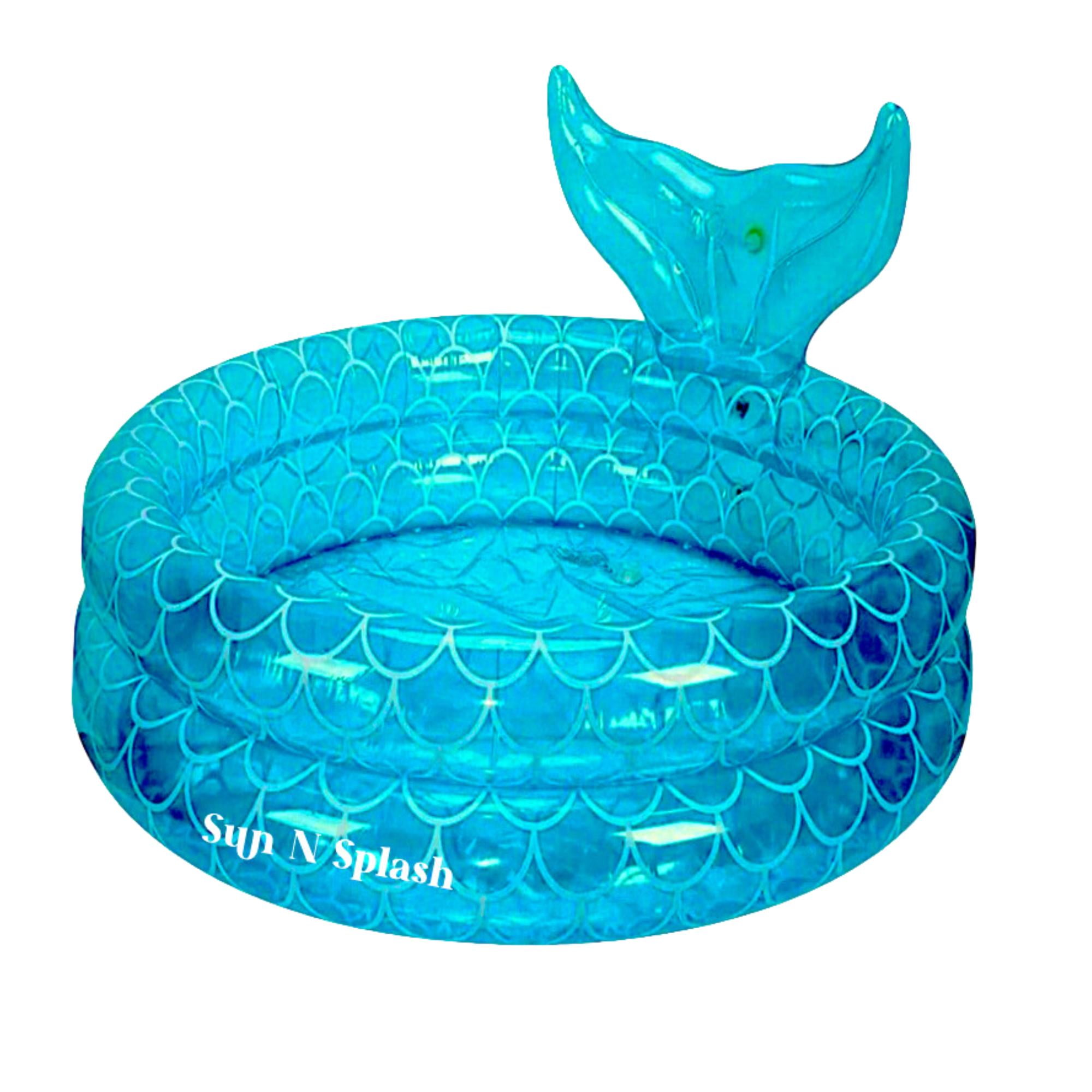 Sun N Splash Blue Mermaid Inflatable Kiddie Pool for Kids Ages 3+