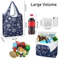 thumbnail image 3 of 5 Pack Foldable Shopping Bag,Dark Blue Christmas Snowflake Pattern Reusable Grocery Bags with Pockets,Large Reusable Tote Bags with Handles Waterproof & Lightweight, 3 of 6