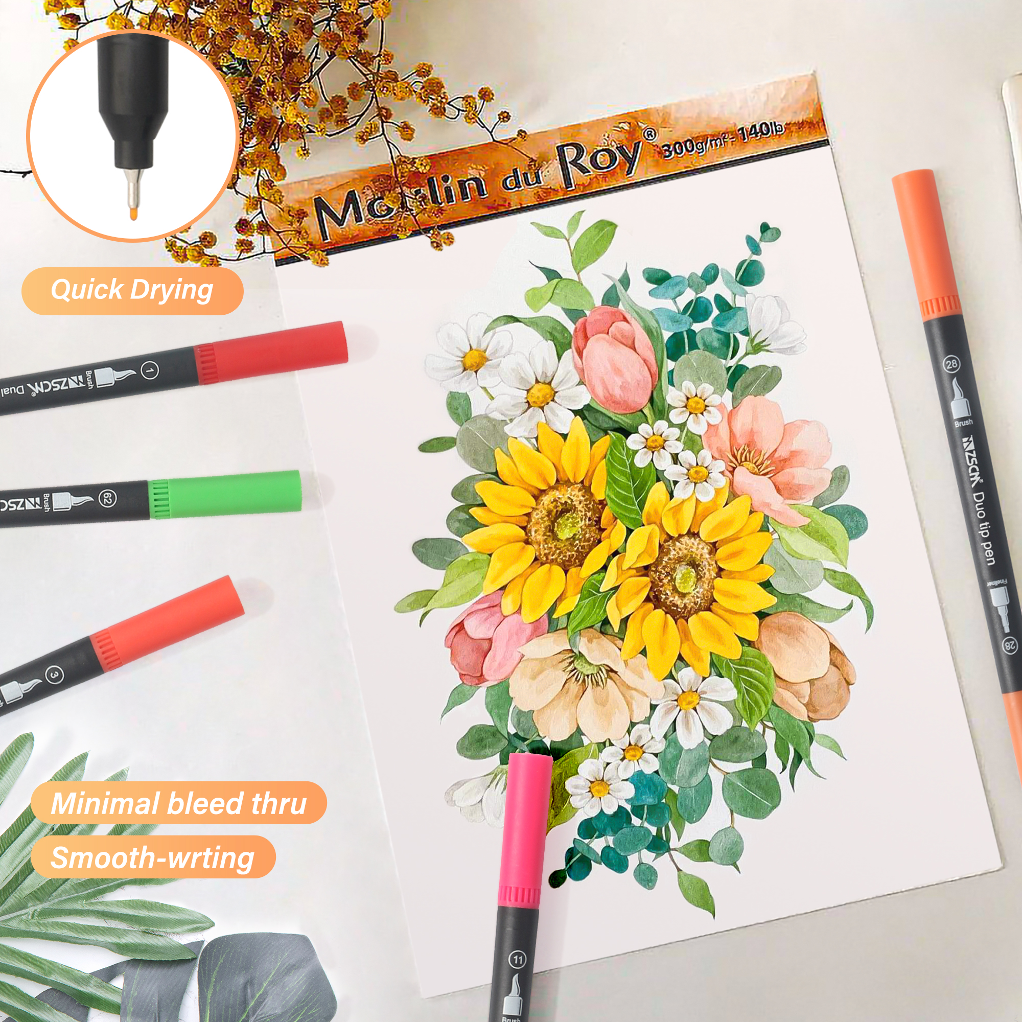 ZSCM 60-Color Dual Tip Art Markers photo 5