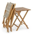 thumbnail image 6 of Javea Modern Coastal 3-Piece Acacia Wood Outdoor Folding Bistro Set, Beige/Teak Brown, 6 of 9