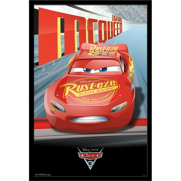 Disney Pixar Cars 3 - Lightning Wall Poster, 22.375" x 34", Framed