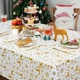 thumbnail image 3 of Christmas Tablecloth 60×120 Inch, Gold Snowflake Christmas Table Cloth for Winter, Elk Christmas Tablecloths, Waterproof Xmas Table Cover for Table, Kitchen, Dining, Holiday, Rectangle, 3 of 5