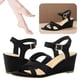 thumbnail image 1 of Zapatos Tacón Cuña Sandalias Baja Mujer Correa Tobillo Punta Abierta Cómodo, 1 of 8