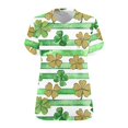 thumbnail image 4 of TKLPEHG St. Patricks Day Shirts Women Crew Neck Plus Size Tops Green Irish Shamrock Print Graphic Tee Short Sleeve Striped Shirt (Z01_Green,XXL), 4 of 5