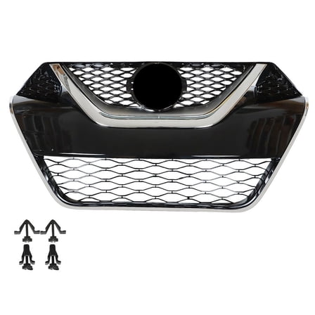 Chrome & Black Front Bumper Grille Grill Kit Fit For Nissan Maxima 2016 2017